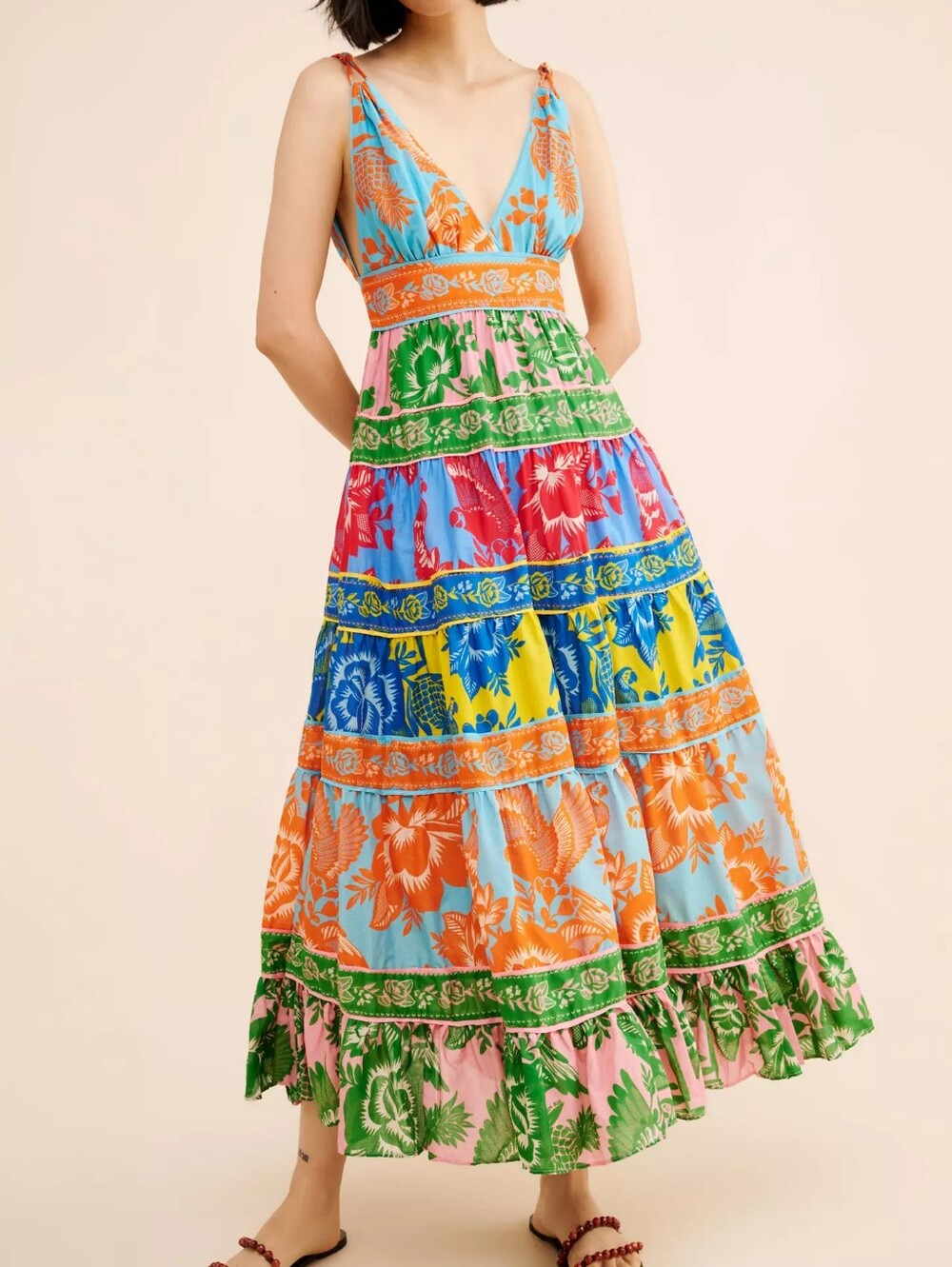Farm Rio Lace Garden Mix Midi Dress - Picture 2 of 3